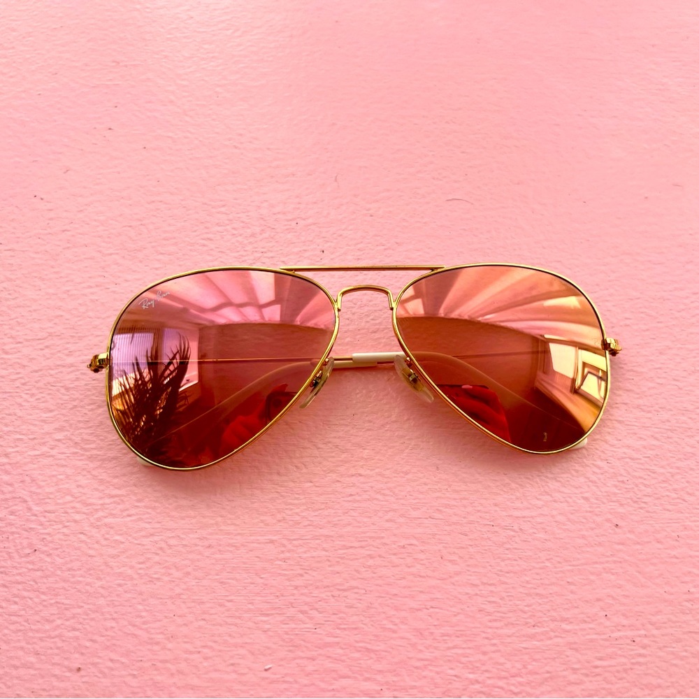 Ray Ban Pink and Gold Chrome Aviators